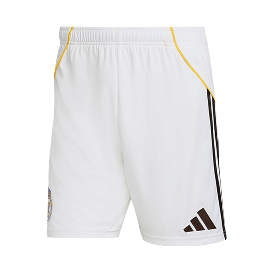 【Super Qualidade】Real Madrid Casa Camisa Conjunto (Camisola + Calções) 2025/26- Branco
