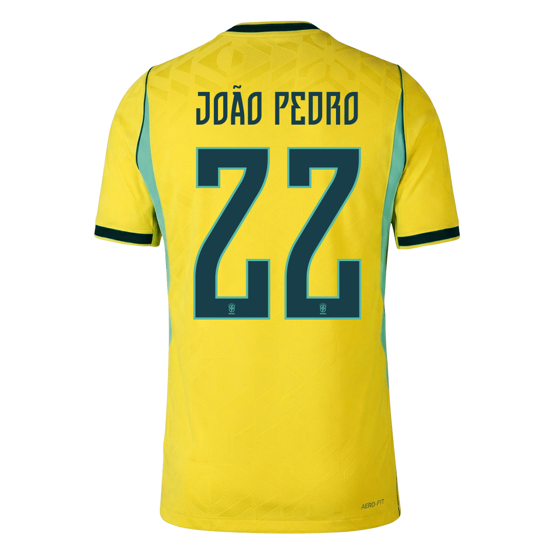 Versão do Jogador JOÃO PEDRO #22 Brasil Casa Copa do Mundo Futebol Camisas 2026 Amarelo