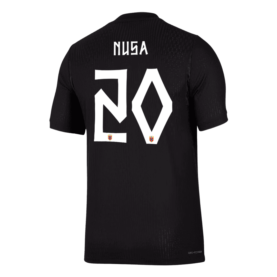 Versão do Jogador NUSA #20 Noruega Fora Copa do Mundo Futebol Camisas 2026 Preto