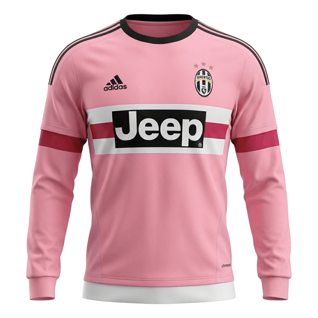 Retrô Juventus Fora Manga Longa Camisa 2015/16 Rosa camisola de futebol 2025/26