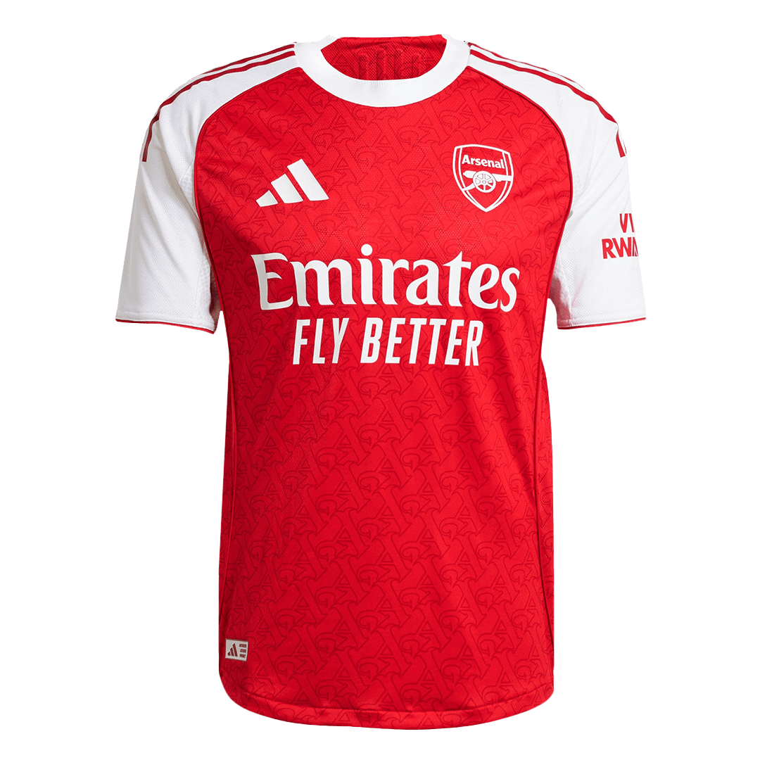 Jogador SALIBA #2 Arsenal Casa Futebol Camisas 2025/26 Vermelho