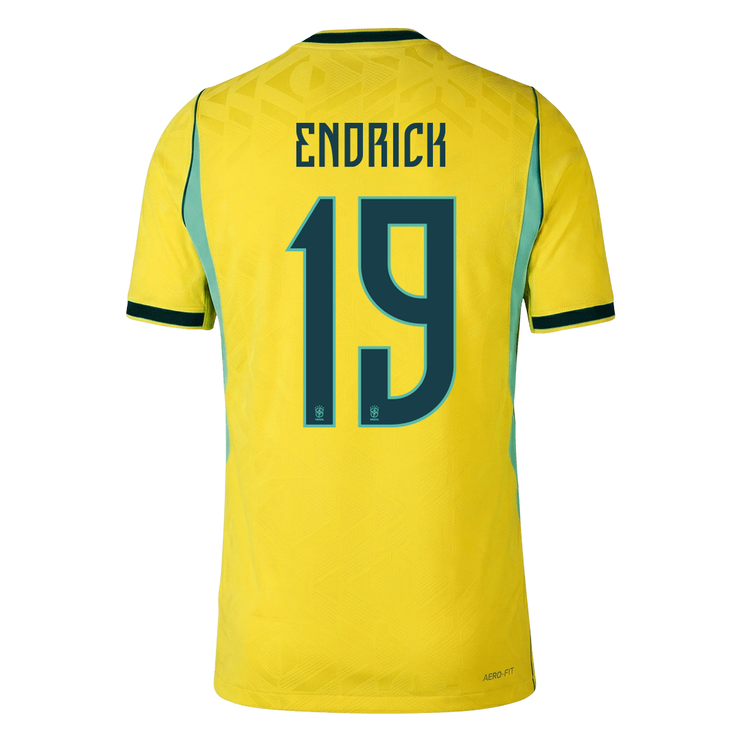 Versão do Jogador ENDRICK #19 Brasil Casa Copa do Mundo Futebol Camisas 2026 Amarelo
