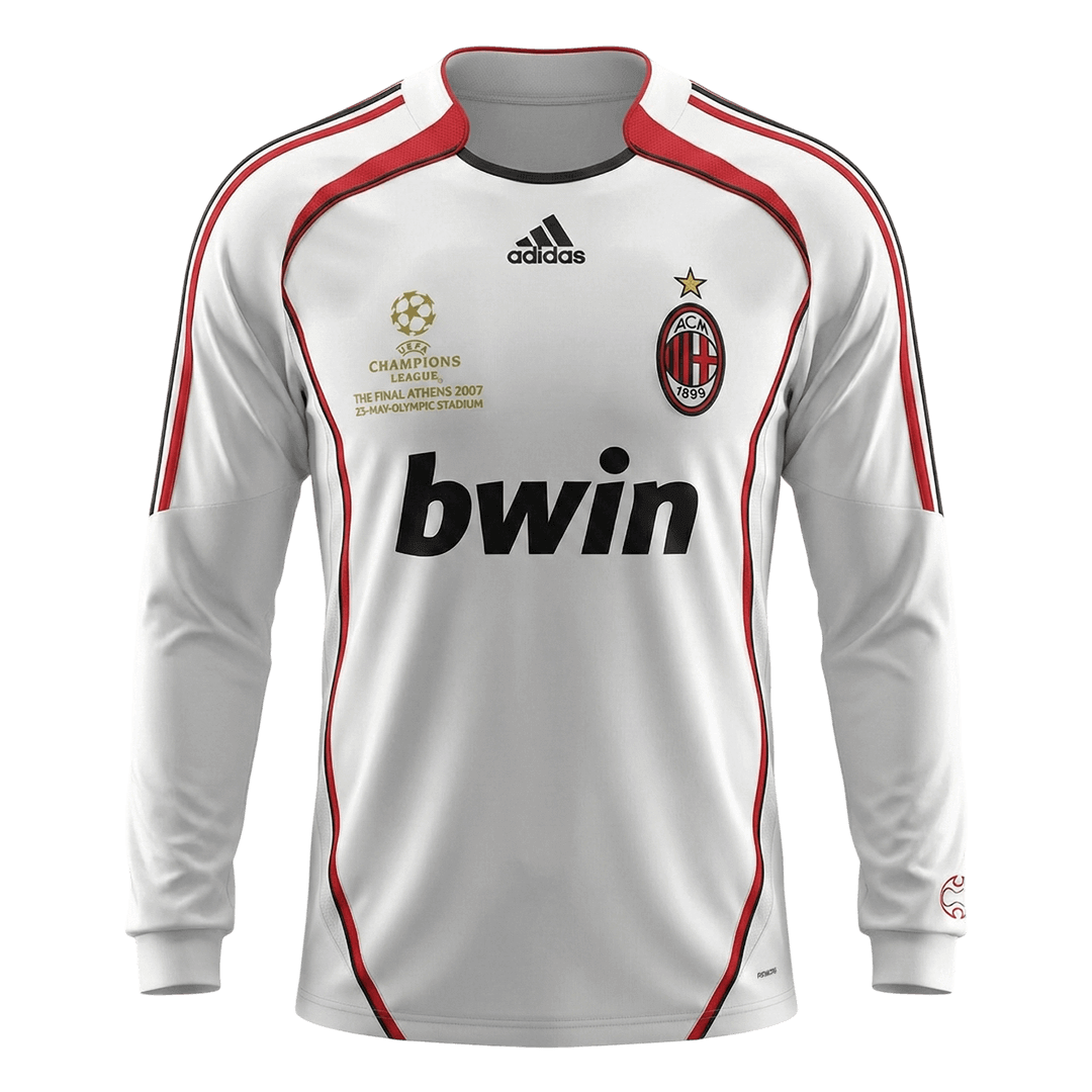 Retrô AC Milan Fora Manga Longa Camisa 2006/07 Branco camisola de futebol 2025/26