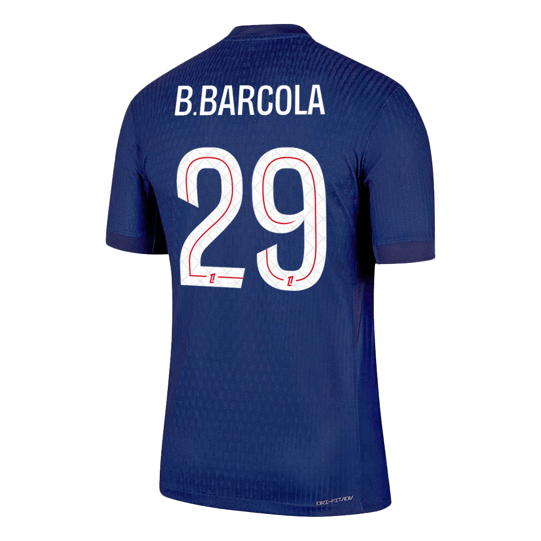Jogador B.BARCOLA #29 PSG Casa Futebol Camisas 2025/26 Marinha