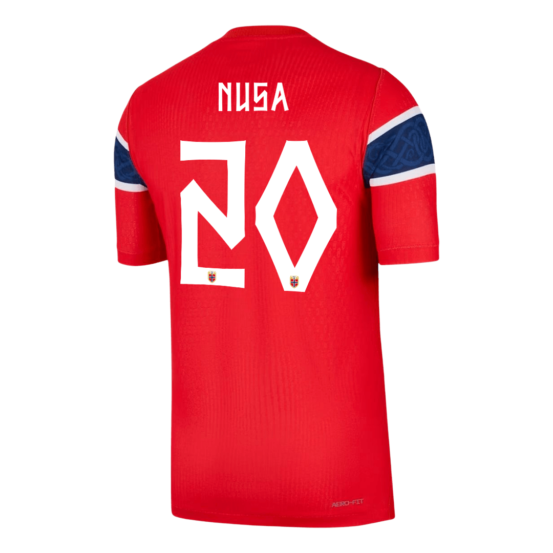 Versão do Jogador NUSA #20 Noruega Casa Copa do Mundo Futebol Camisas 2026 Vermelho