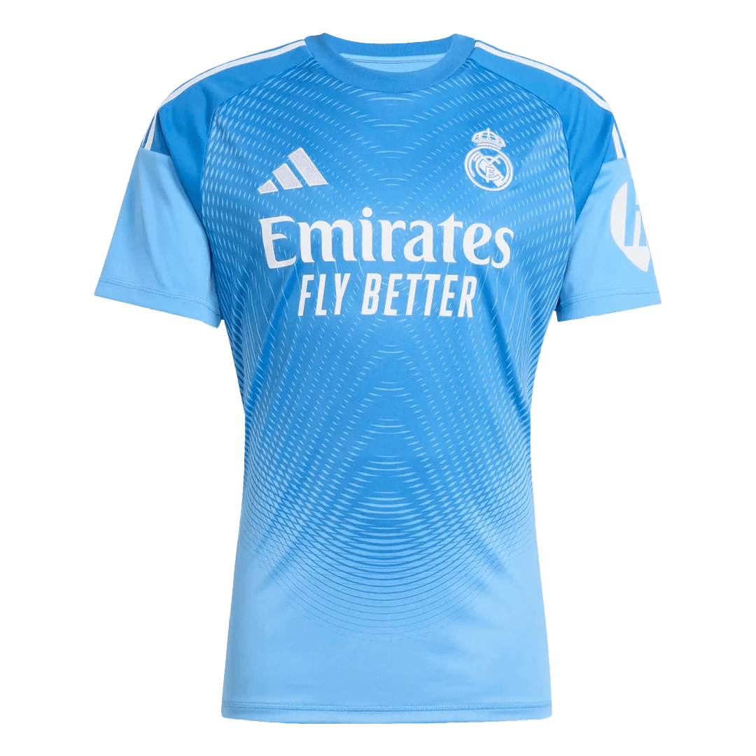 Real Madrid Goleiro Futebol Camisa 2025/26 Azul camisola de futebol
