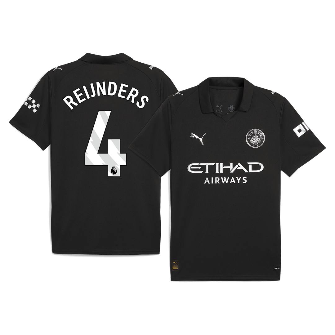 REIJNDERS #4 Manchester City Fora Camisa 2025/26 Preto camisola de futebol