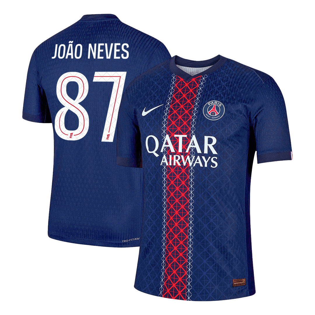 Jogador JOÃO NEVES #87 PSG Casa Futebol Camisas 2025/26 Marinha camisola de futebol