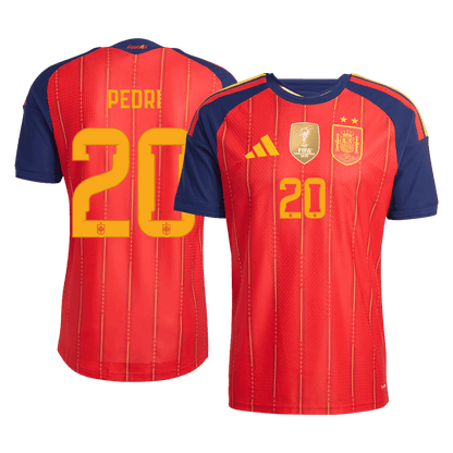 Versão do Jogador PEDRI #20 Spain Casa Copa do Mundo Futebol Camisas 2026 Vermelho