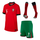 Infantil Portugal RONALDO #7 Camisola Casa Personalizada Kits de Futebol Completos 2024