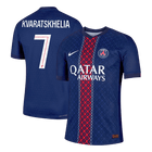 Jogador KVARATSKHELIA #7 PSG Casa Futebol Camisas 2025/26 Marinha