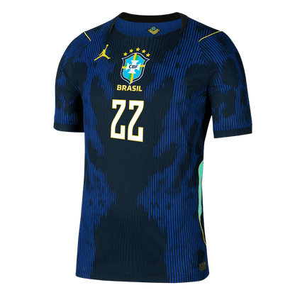 Versão do Jogador JOÃO PEDRO #22 Brasil Fora Copa do Mundo Futebol Camisas 2026 Marinha