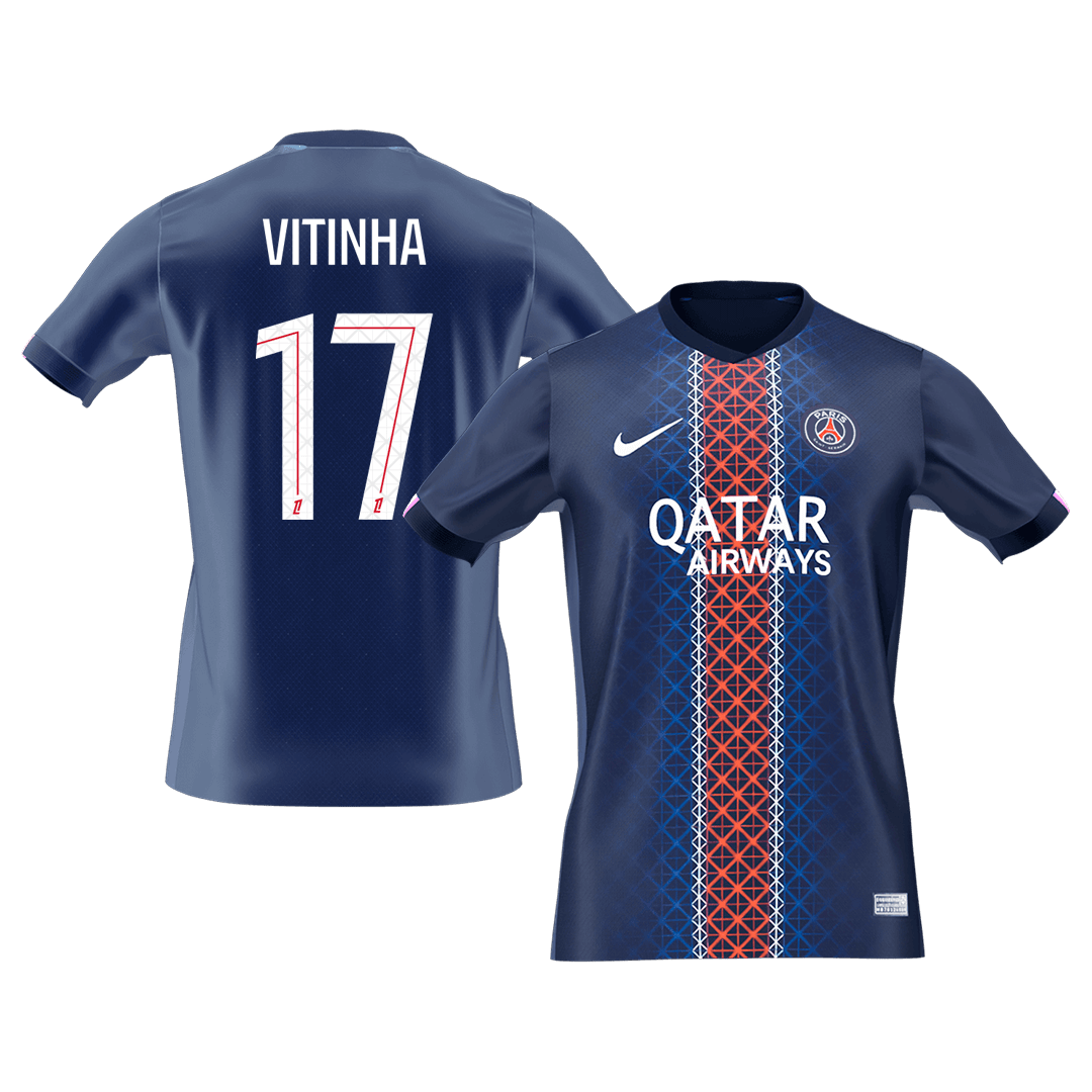 【Super Qualidade】VITINHA #17 PSG
 Casa Futebol Camisa 2025/26 Marinha camisola de futebol