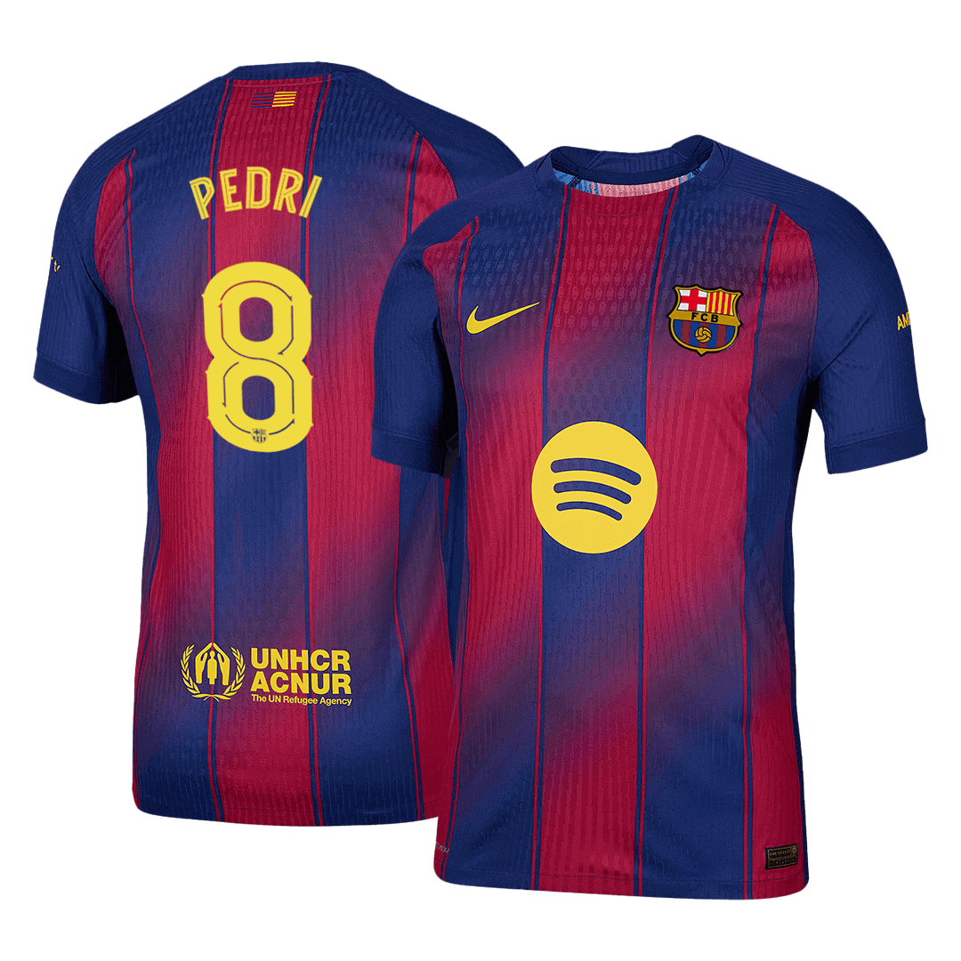 Jogador PEDRI #8 Barcelona Casa UCL Futebol Camisas 2025/26 camisola de futebol