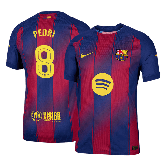 Jogador PEDRI #8 Barcelona Casa UCL Futebol Camisas 2025/26 camisola de futebol