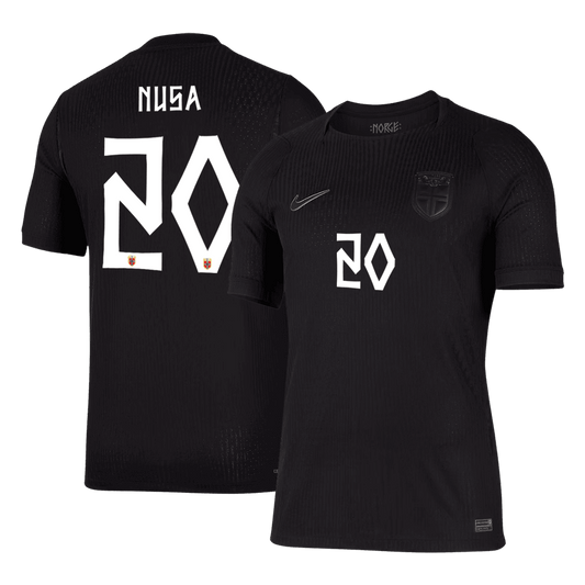 Versão do Jogador NUSA #20 Noruega Fora Copa do Mundo Futebol Camisas 2026 Preto