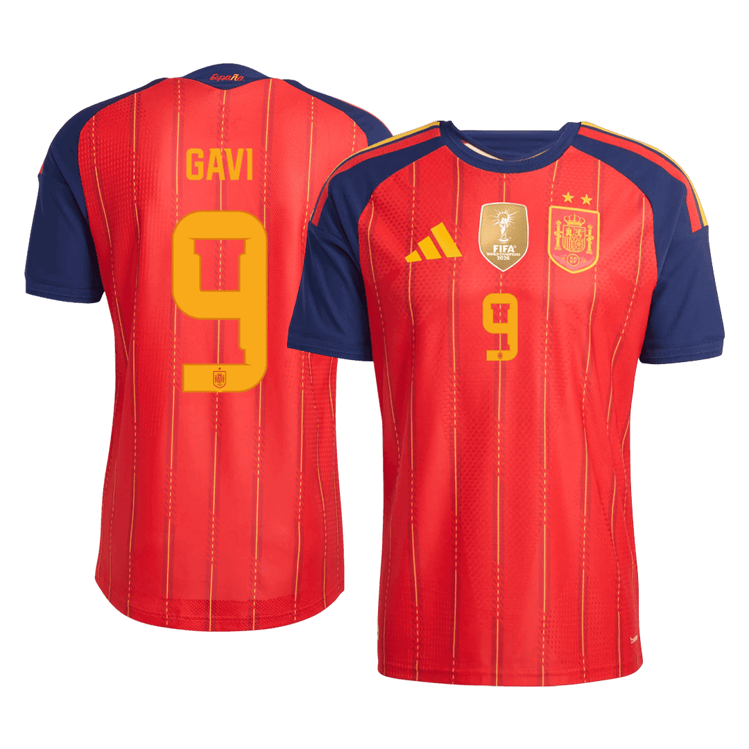 Versão do Jogador GAVI #9 Spain Casa Copa do Mundo Futebol Camisas 2026 Vermelho
