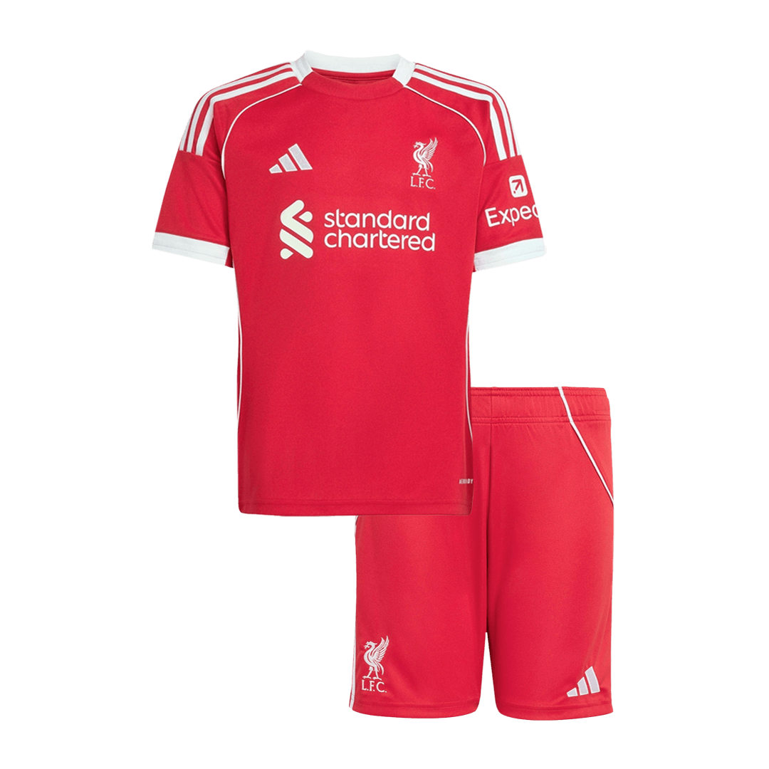 Liverpool Infantil 
 Casa Futebol Camisa Conjunto (Camisa+Shorts) 2025/26 Vermelho camisola de futeb