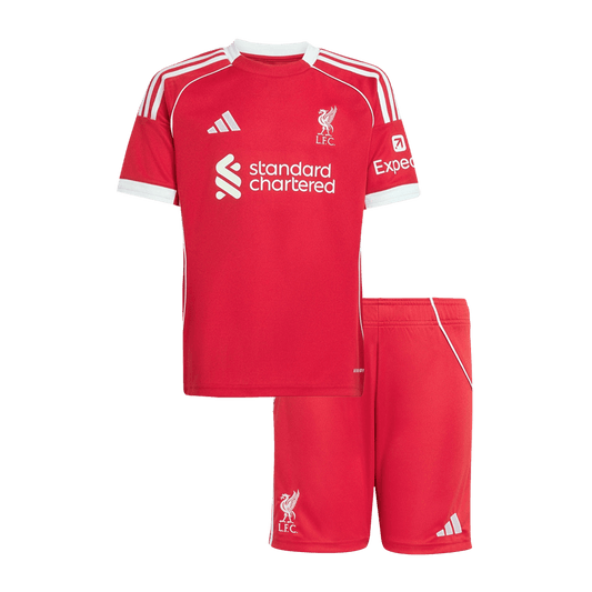 Liverpool Infantil 
 Casa Futebol Camisa Conjunto (Camisa+Shorts) 2025/26 Vermelho camisola de futeb