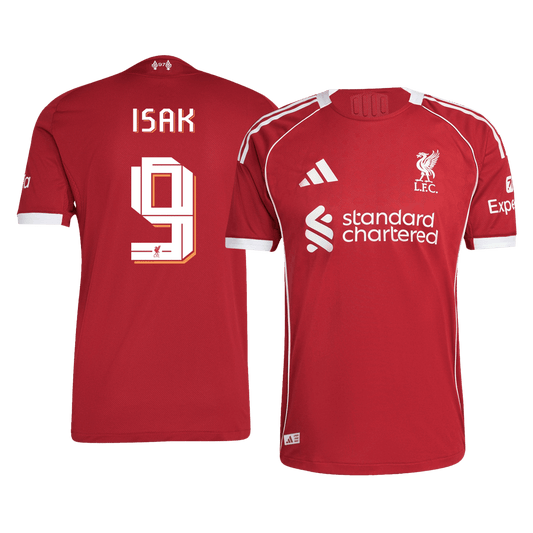 Jogador ISAK #9 Liverpool Casa UCL Futebol Camisas 2025/26 Vermelho - UCL camisola de futebol