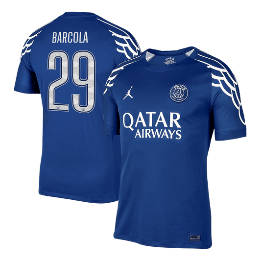 BARCOLA #29 PSG Fora Quarta Camisa Marinha - UCL camisola de futebol 2025/26