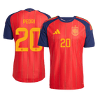 Versão do Jogador PEDRI #20 Espanha Casa Copa do Mundo Futebol Camisas 2026 Vermelho
