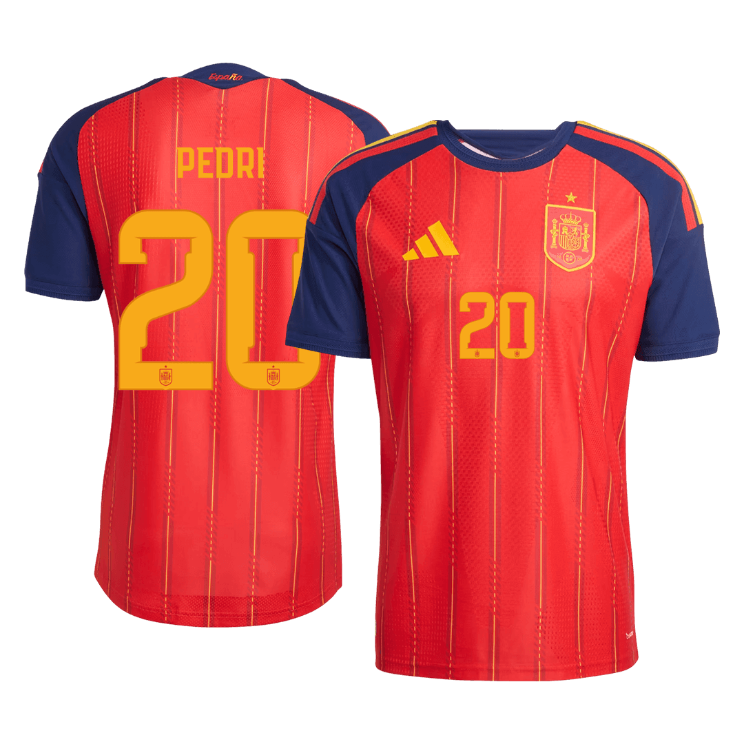 Versão do Jogador PEDRI #20 Espanha Casa Copa do Mundo Futebol Camisas 2026 Vermelho