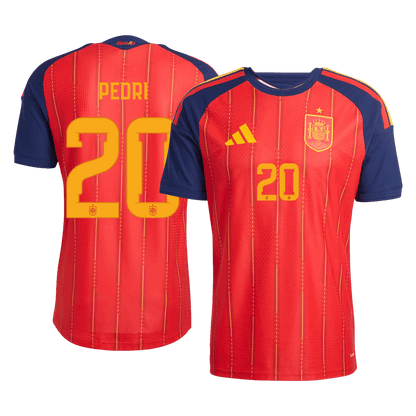 Versão do Jogador PEDRI #20 Espanha Casa Copa do Mundo Futebol Camisas 2026 Vermelho