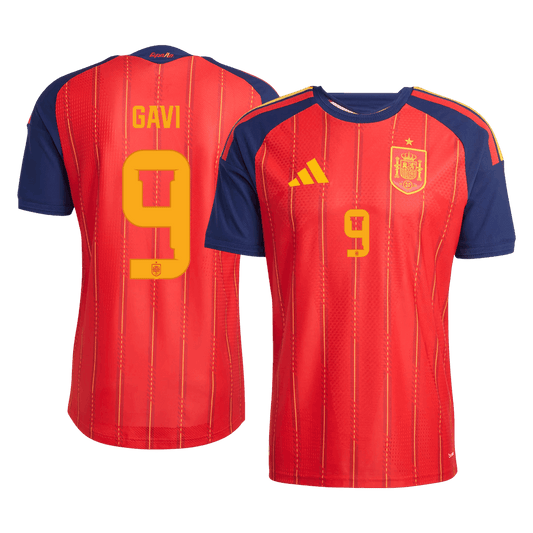 Versão do Jogador GAVI	 #9 Espanha Casa Copa do Mundo Futebol Camisas 2026 Vermelho
