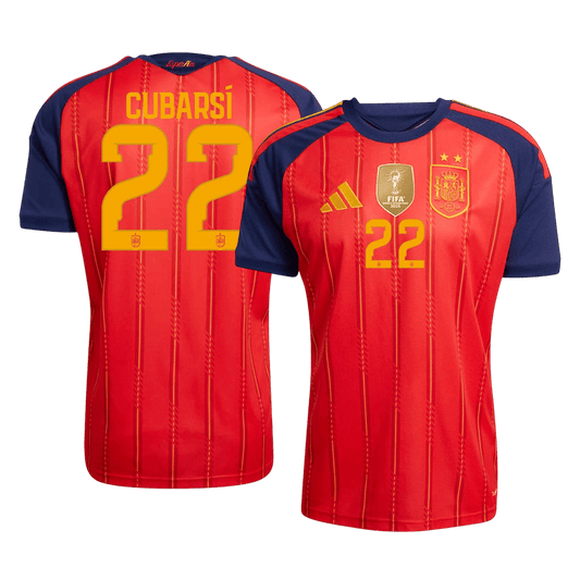CUBARSÍ #22 Spain Casa Copa do Mundo Camisa 2026 Vermelho