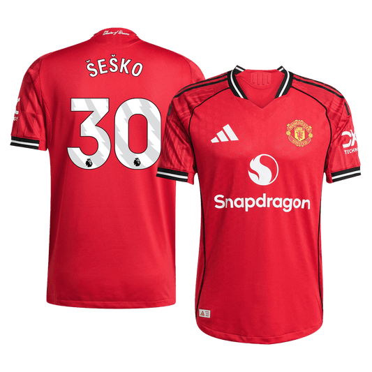 Jogador ŠEŠKO #30 Manchester United Casa Camisa 2025/26 Vermelho camisola de futebol