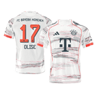 Jogador OLISE #17 Bayern Munich Fora Futebol Camisas 2025/26 Branco