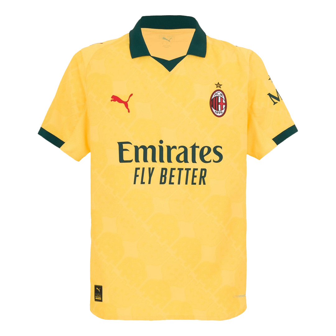 Jogador AC Milan Fora Terceira Futebol Camisas 2025/26 Amarelo camisola de futebol