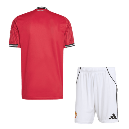 【Super Qualidade】Manchester United Casa Camisa Conjunto (Camisola + Calções) 2025/26-Vermelho