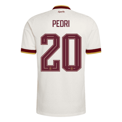 Versão do Jogador PEDRI #20 Spain Fora Copa do Mundo Futebol Camisas 2026 Branco