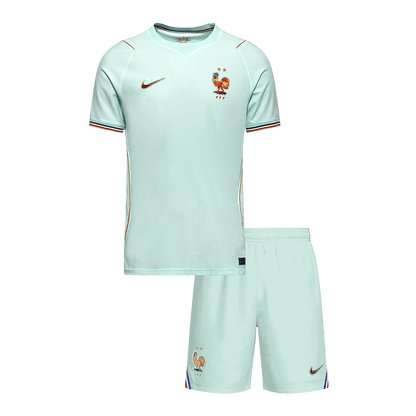 France Infantil Fora Copa do Mundo Futebol Camisa Conjunto (Camisa+Shorts) 2026 Branco - camisola de futebol para