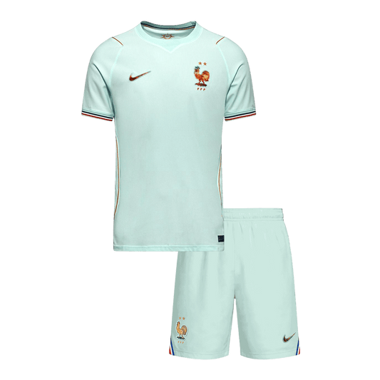 France Infantil Fora Copa do Mundo Futebol Camisa Conjunto (Camisa+Shorts) 2026 Branco - camisola de futebol para