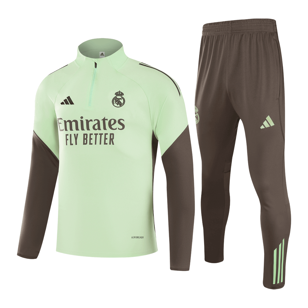 Real Madrid Zíper Moletom Conjunto (Top+Calças) 2025/26 Verde camisola de futebol