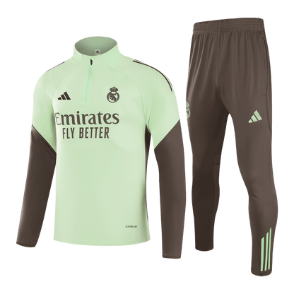 Real Madrid Zíper Moletom Conjunto (Top+Calças) 2025/26 Verde camisola de futebol