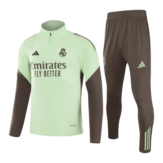 Real Madrid Zíper Moletom Conjunto (Top+Calças) 2025/26 Verde camisola de futebol