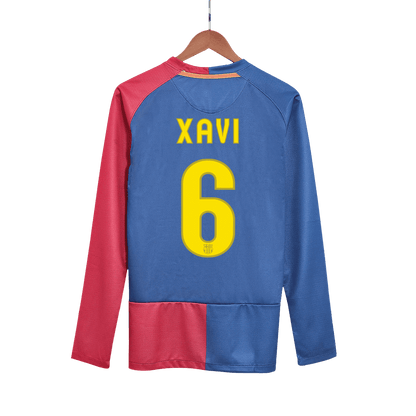 Camisola de futebol de manga comprida XAVI #6 Barcelona Retro Jersey Home 2008/09 - Final da UCL 202