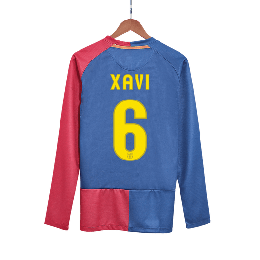 Camisola de futebol de manga comprida XAVI #6 Barcelona Retro Jersey Home 2008/09 - Final da UCL 202