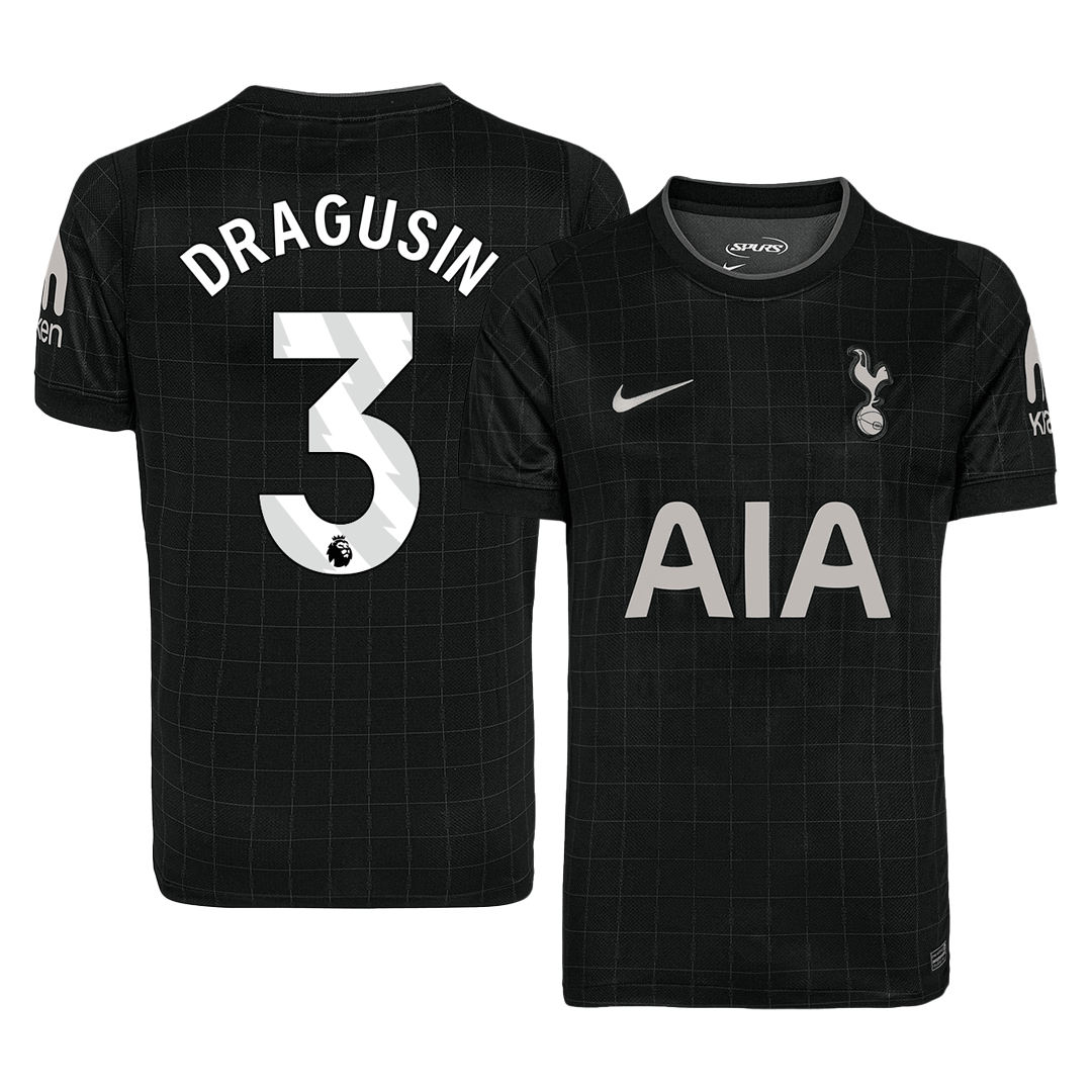 DRAGUSIN #3 Tottenham Hotspur Fora Camisa 2025/26 Preto camisola de futebol