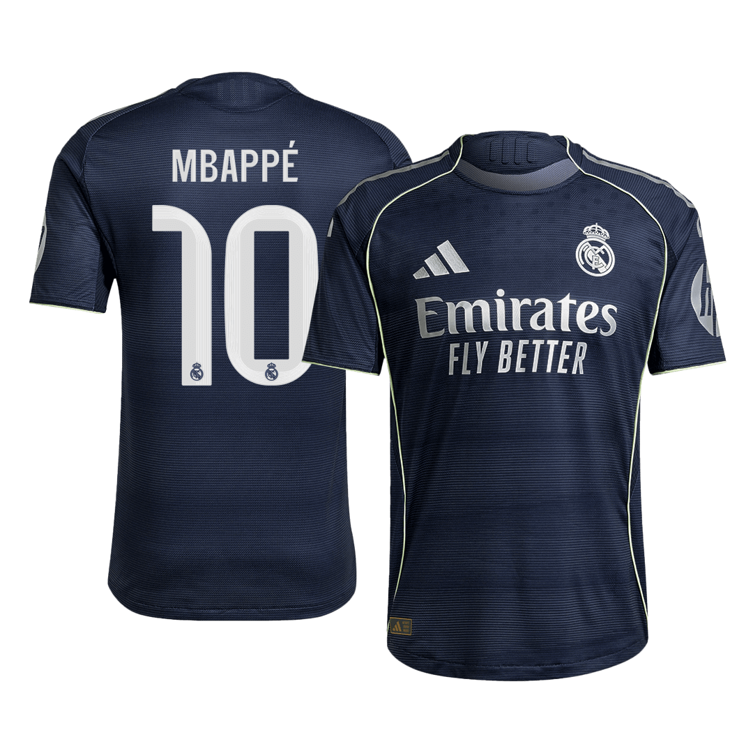 Jogador MBAPPÉ #10 Real Madrid Fora Futebol Camisas 2025/26 Marinha camisola de futebol