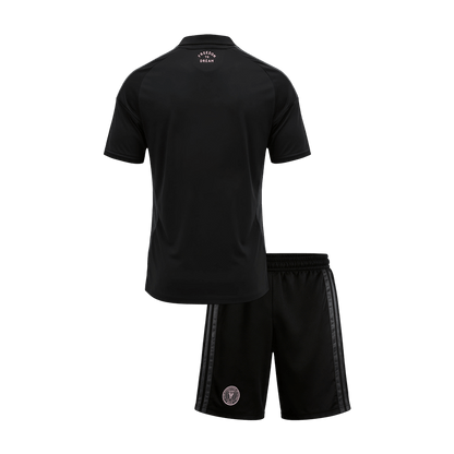 Inter Miami CF Infantil Fora Futebol Camisa Conjunto (Camisa+Shorts) Copa do Mundo 2026 Preto - camisola de - imagem 2