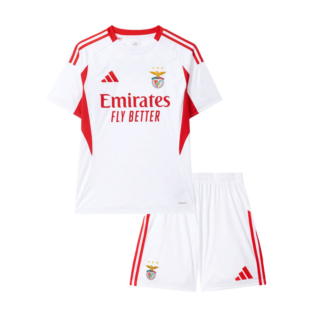 Benfica Infantil 
 Fora Terceira Futebol Camisa 2025/26 Branco camisola de futebol