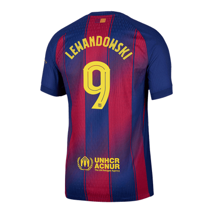 Jogador LEWANDOWSKI #9 Barcelona Casa UCL Futebol Camisas 2025/26