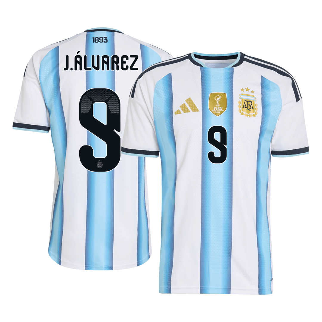 Versão do Jogador J.ÁLVAREZ #9 Argentina Casa Copa do Mundo Futebol Camisas 2026 - camisola de futebol para