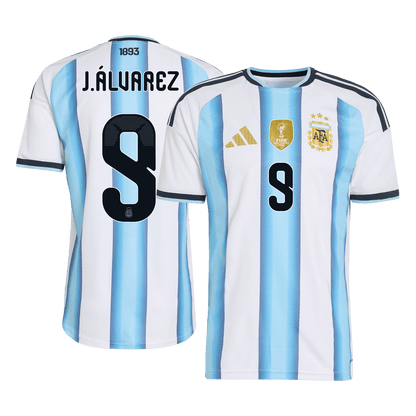 Versão do Jogador J.ÁLVAREZ #9 Argentina Casa Copa do Mundo Futebol Camisas 2026 - camisola de futebol para