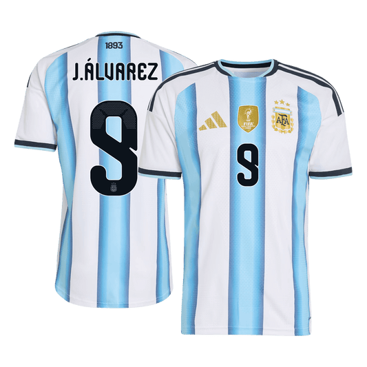 Versão do Jogador J.ÁLVAREZ #9 Argentina Casa Copa do Mundo Futebol Camisas 2026 - camisola de futebol para